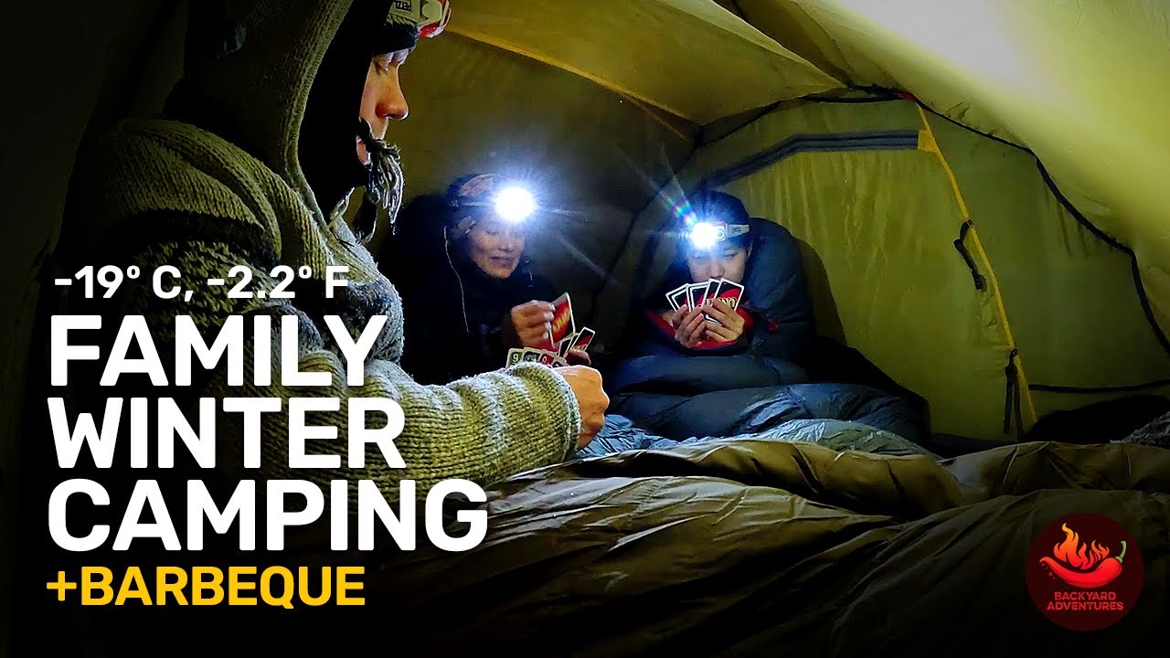 Winter BBQ and camping with the family in our backyard.