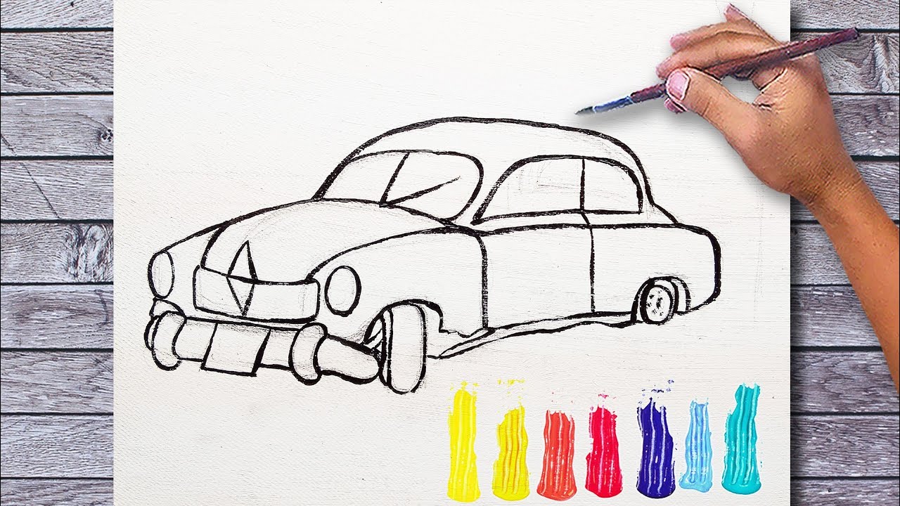 Acrylic Painting Tutorial Time-lapse / Old Rusty Abandon Classic Car / Fine Art