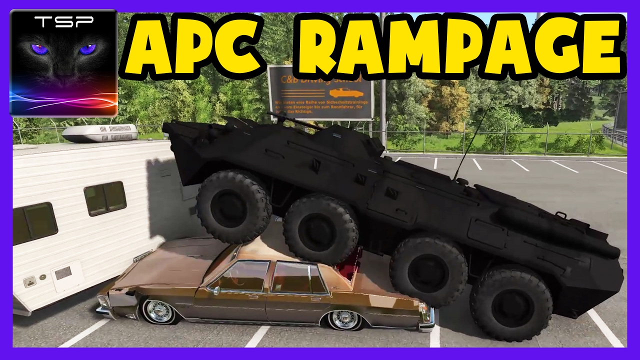 BeamNG drive - BTR-80 Stealth APC on RAMPAGE, Crushing Cars [10.Mar.2017]