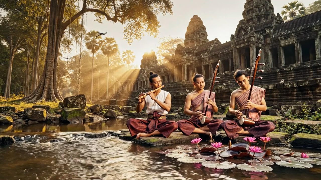 Khmer Flute & Pin by the River &ndash; Ancient Temple Morning Ambience | 3-Hour Relaxation Video