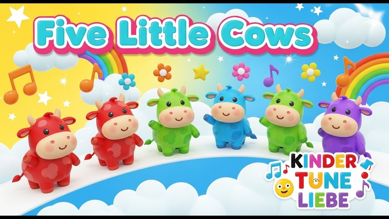 Five Little Cows | Moo Moo Cow kids song  | Nursery Rhymes & Baby Songs for Kids