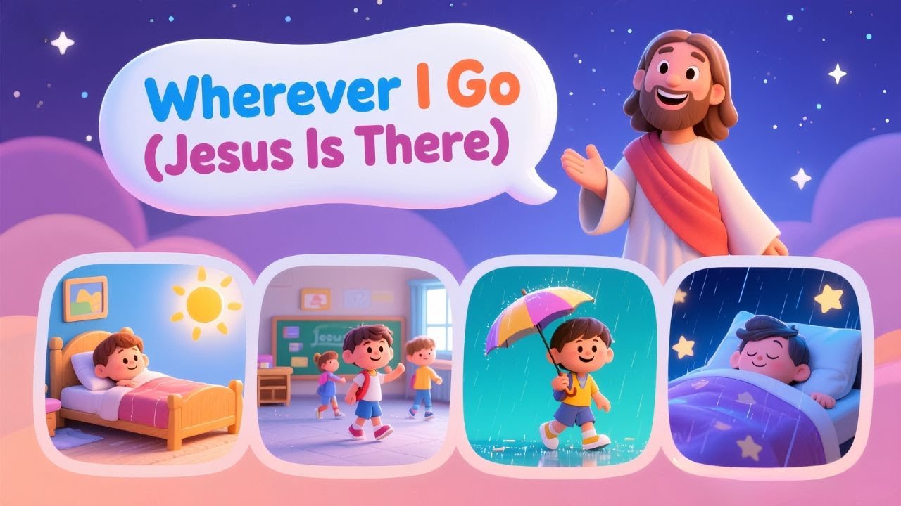 Wherever I Go (Jesus Is There) 💛| Christian Song for Toddlers 🧸