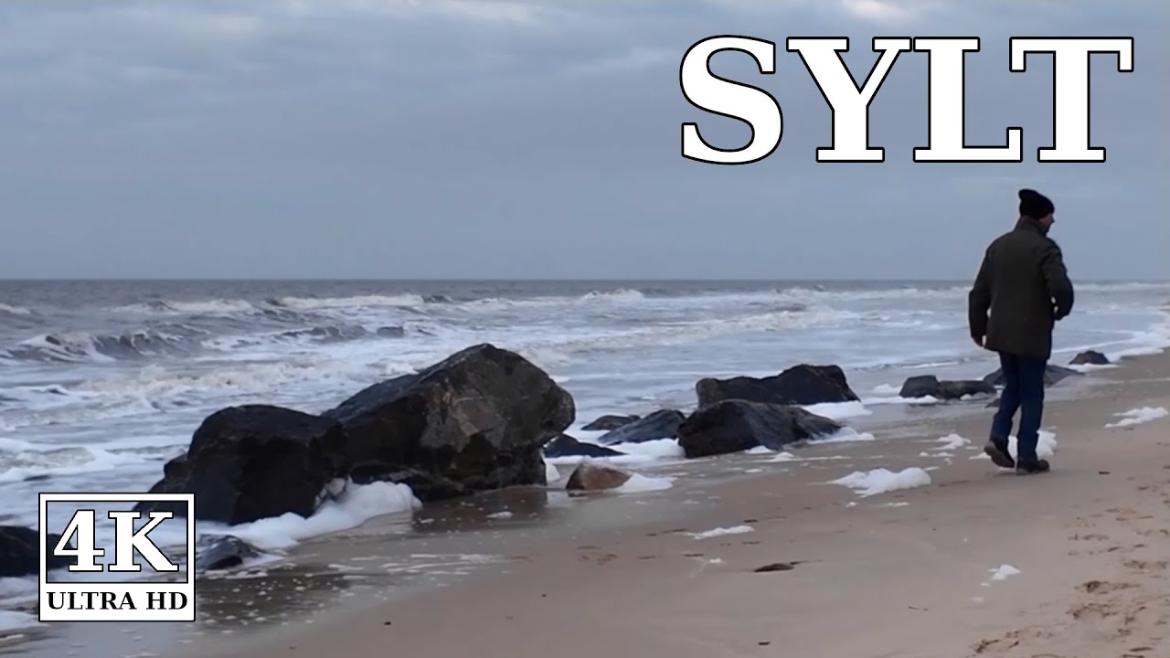 Jetzt in Westerland auf Sylt am Strand spazieren 🇩🇪 4K virtual walk Februar 2024 Deutschland