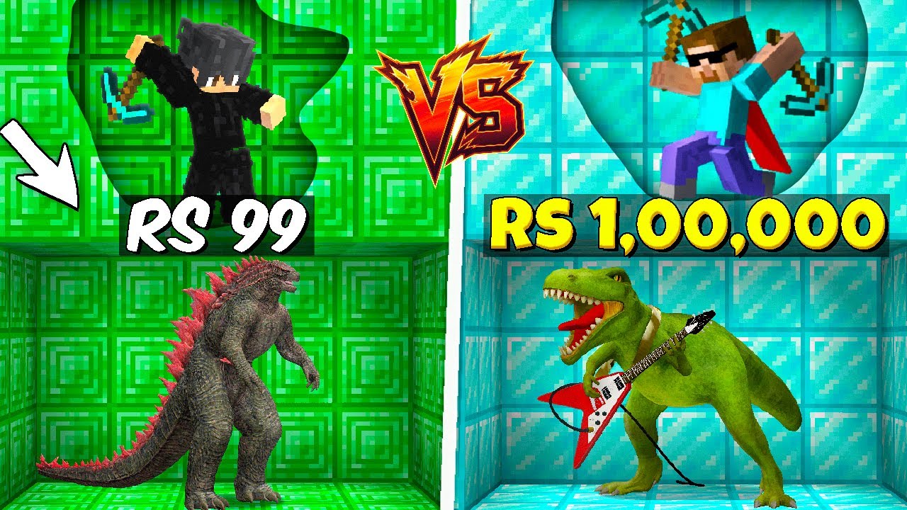 Rs1 vs Rs1,00,00,000 Dinosaur Mining Challenge in Minecraft with @ProBoiz95
