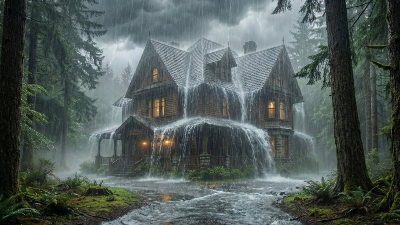 Gentle Forest Rain at a Cozy Cabin Deep Sleep & Insomnia Relief | Calm Dark Night (No Ads)