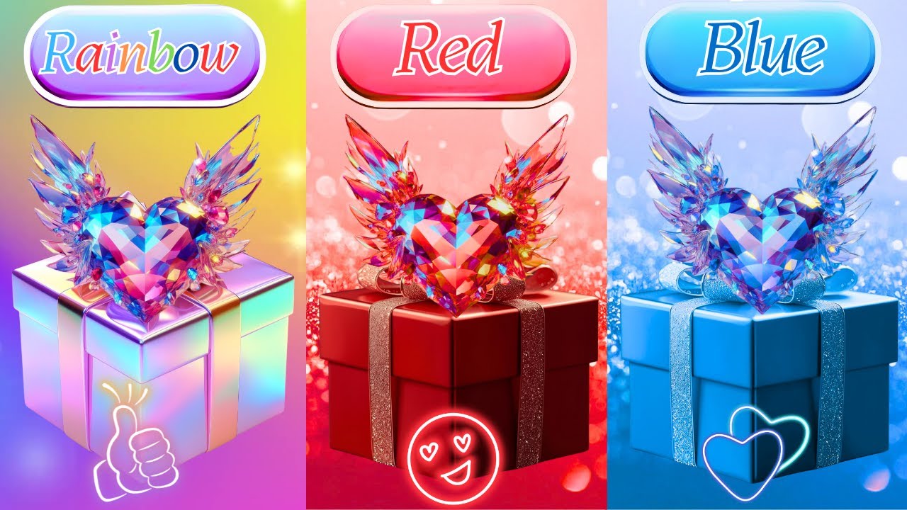 😱 3 Mystery Gift Box Challenge 🎁 Rainbow 💖 Red ❤️ Blue 💙 | One is BAD! #gift #giftbox #giftwow