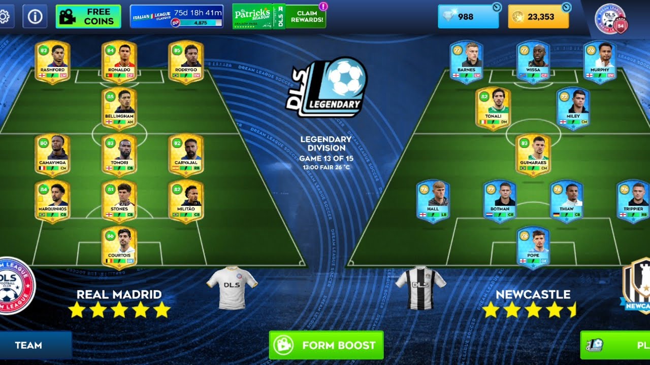DLS26 REALMADRID VS TOTTENHAM VS NEWCASTLE