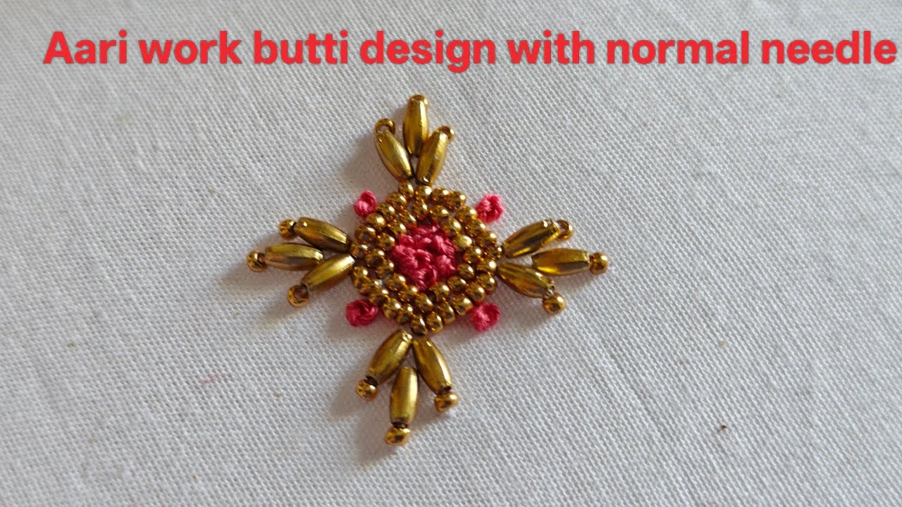 Aari Work Butti Design with Normal Needle | Easy aari work for Beginners