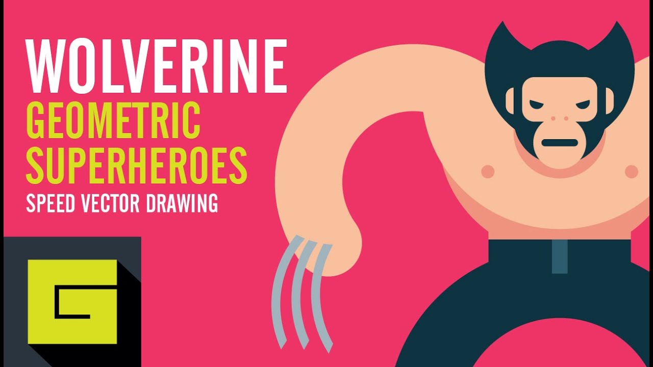 Speed Drawing Flat Character, Wolverine, Geometric Superheroes, Illustrator