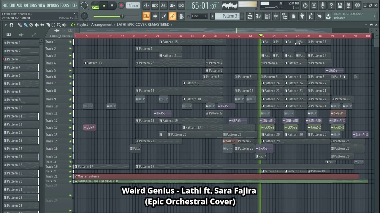 Weird Genius - Lathi ꦭꦛꦶ ft  Sara Fajira || Epic Orchestral Cover (Fl Studio Playthrough) Free FLP