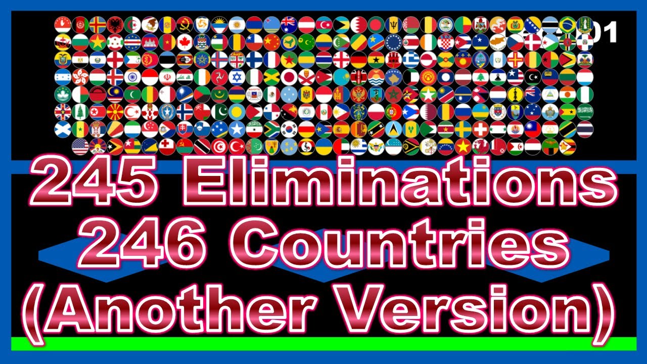 [Another version] 245 times eliminations & 246 countries marble race in Algodoo | Marble Factory