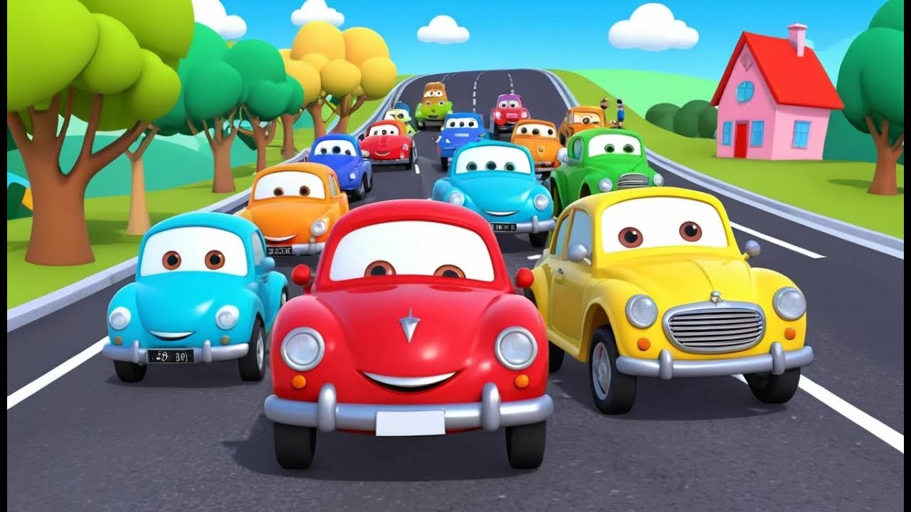 Seven Little Cars Spin Spin Spin | Funny and Fun Kids Nursery Rhyme Animation