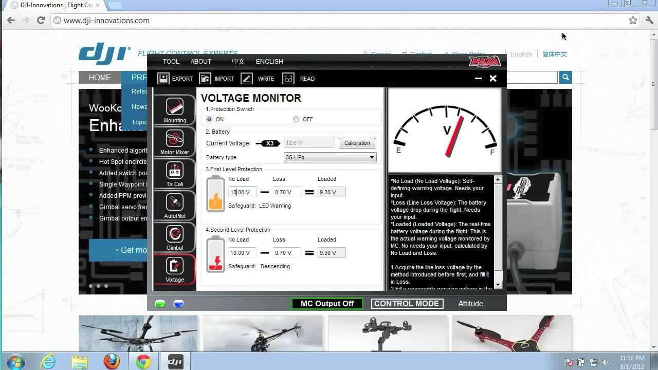 DJI Naza Voltage Monitoring - First Level Voltage Protection Setup