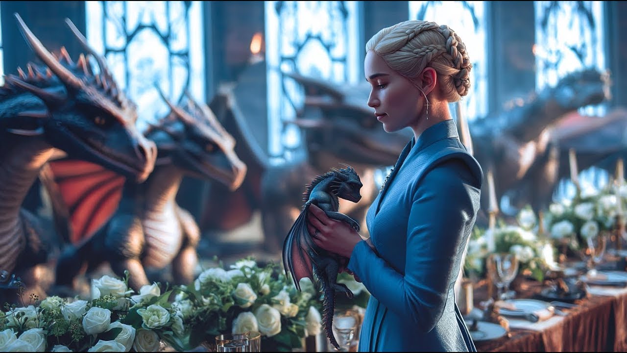 El Emperador Dragón ve a una camarera humana cantarle a su dragoncito que llora y a su espíritu ....