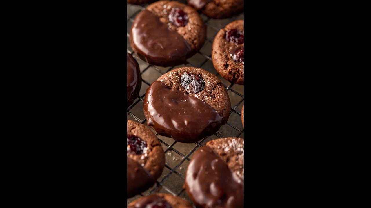 Cherry Chocolate Cookies 🍫 Chocolate-Dipped Treats