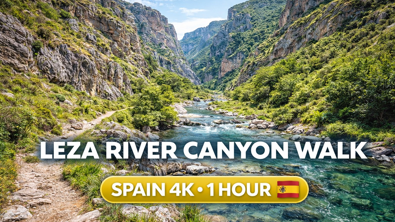 Leza River Canyon Walk (1 Hour) – Real Nature Sounds, Water & Birds | Spain 4K
