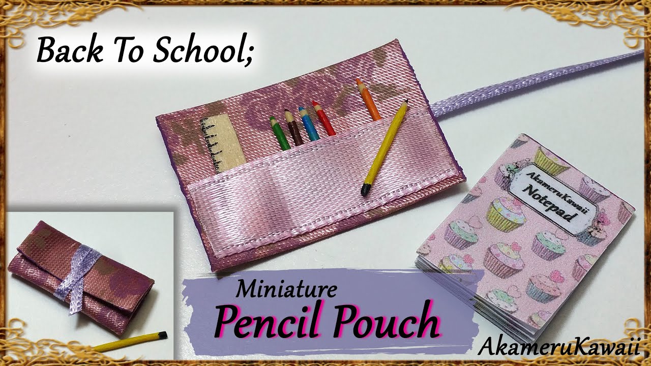 Back To School; Miniature roll up Pencil Pouch & Ruler - Fabric/wood tutorial