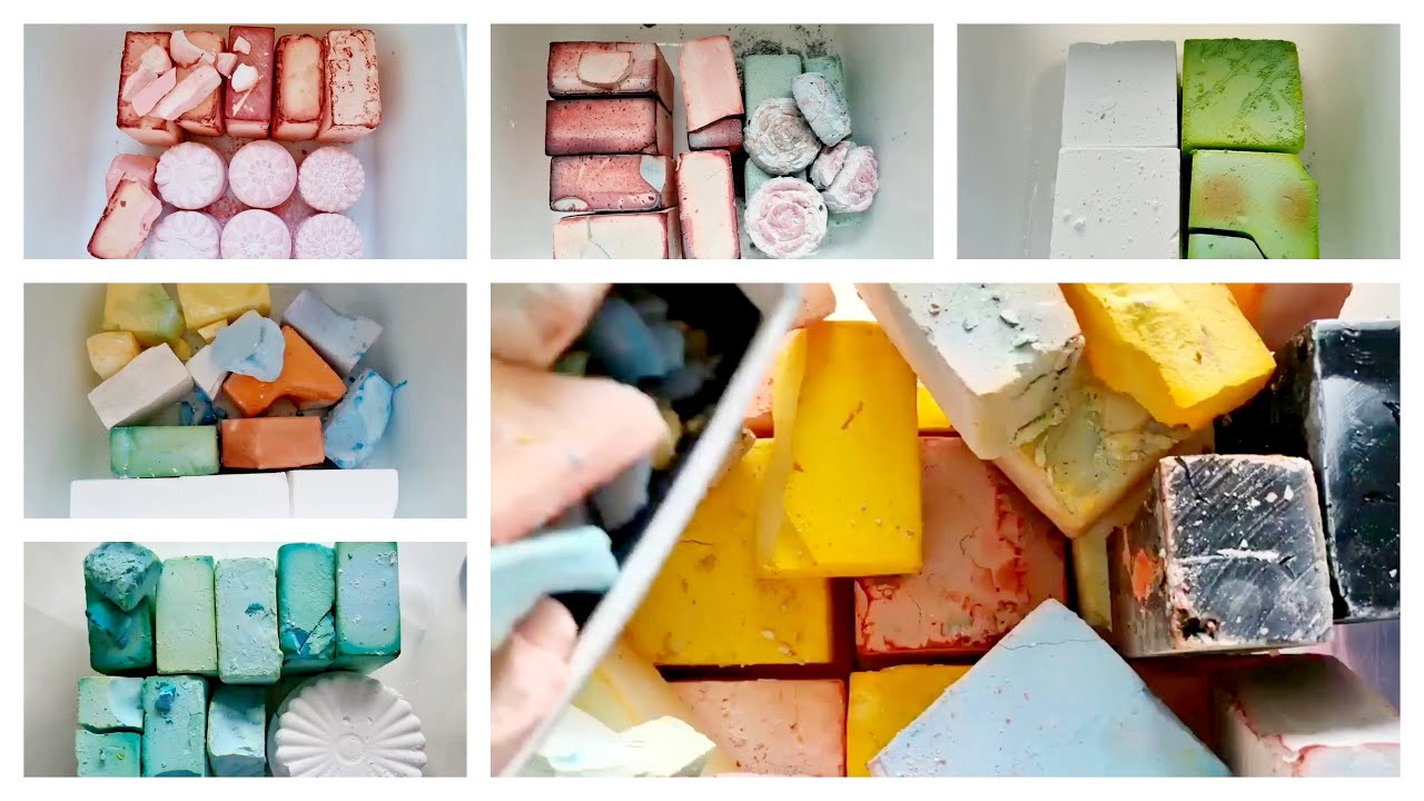 Dyed Gym Chalk Compilation💛 Anxiety & Stress Relief💙ASMR Relaxing Video💛Sleep Aid💛Gym Chalk Crumbles