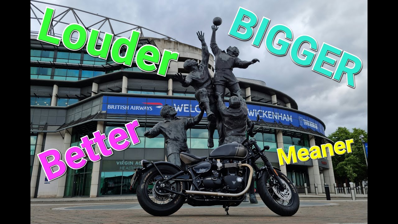 Triumph Bobber Stock vs British custom pipes (and a comparrison)