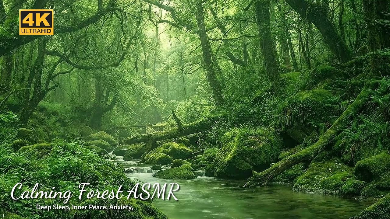 Calming Forest 🌿 Bird Chirping, Gentle River Sounds in Deep Green Forest, Deep Sleep, Inner Peace