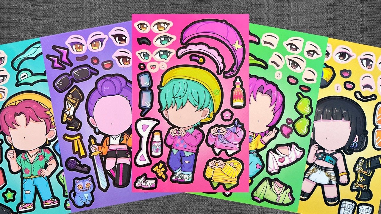 [✨Paper DIY✨] KPop Demon Hunters Compilation Sticker with Huntrix Rumi, Mira, Zoey, Jinu, Abby! ASMR