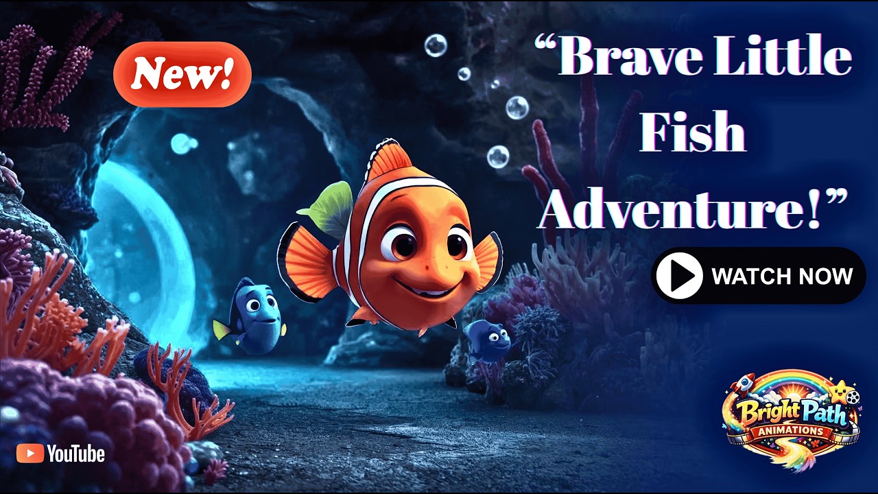Brave Little Fish Adventure Kids Story | Courage & Kindness Moral Story | 3D Animated Bedtime Tale