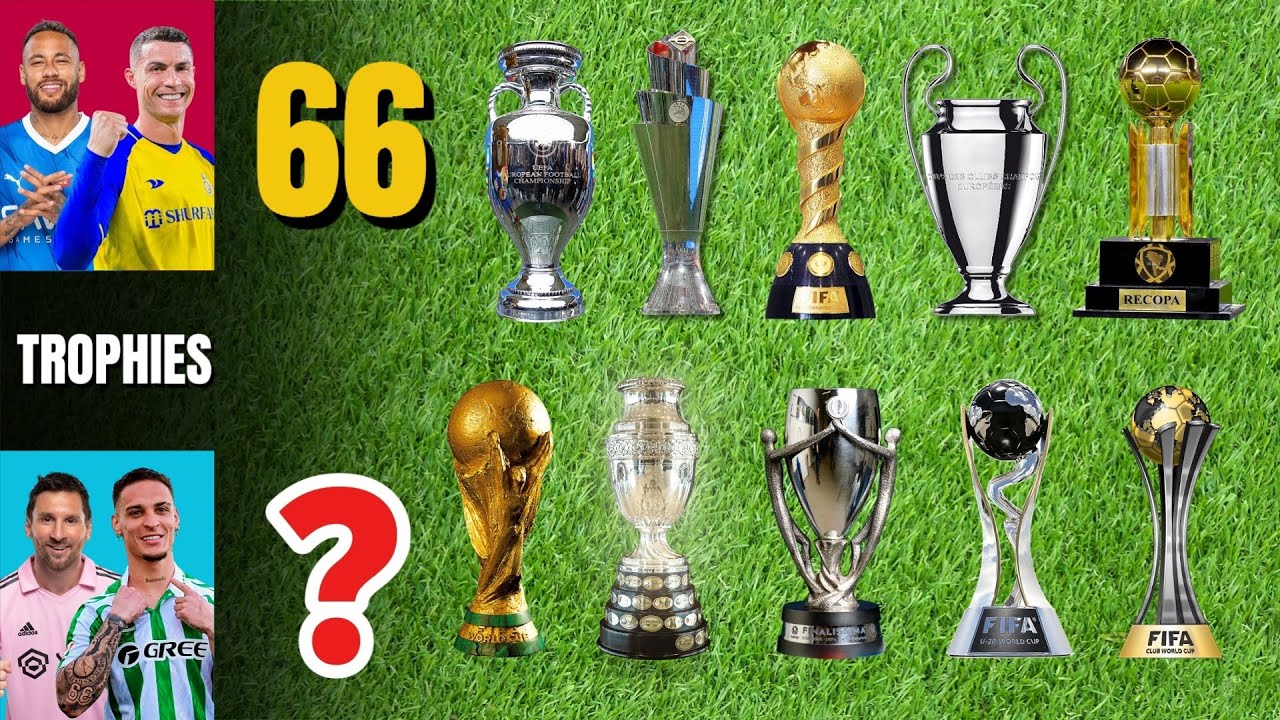 Messi & GOAT Antony 🆚 Ronaldo (CR7) & Neymar | Who Has More Trophies? 🏆