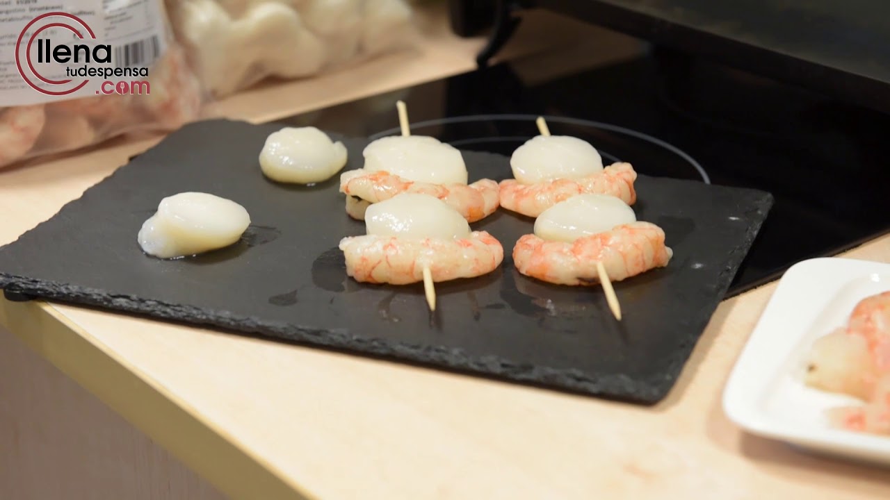 Brocheta de Vieiras con gambones