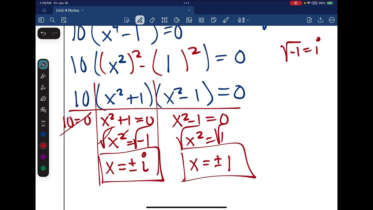 Algebra 2 - Unit 4- Lesson 5 - Solving Polynomials - Video 2 of 3