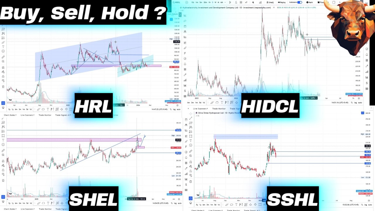 HRL, SHEL, HIDCL, SSHL Technical Analysis in Detail