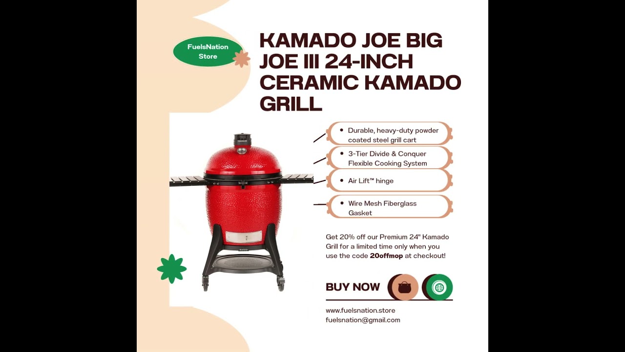 Kamado Joe Big Joe III 24 Inch Ceramic Kamado Grill