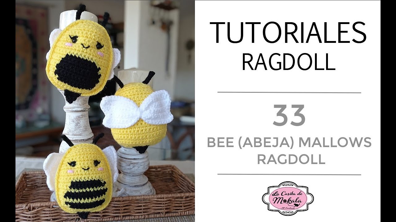 🍀 Cómo tejer ABEJA MALLOWS RAGDOLL Amigurumi Crochet| Amigurumi RAGDOLL Bee Mallows | Completo
