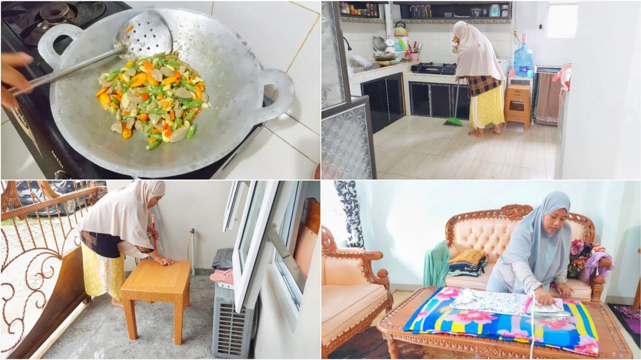AKTIVITAS PAGI INI. MASAK MENU FAVORIT ALA NENEK UCI. BERSIH² RUMAH. BERSIHIN MEJA PLASTIK. NYETRIKA