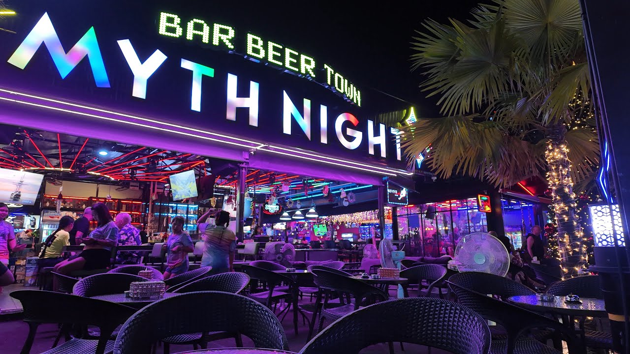 Pattaya Myth Night Beer Town Nightlife, Thailand - 4K 60FPS