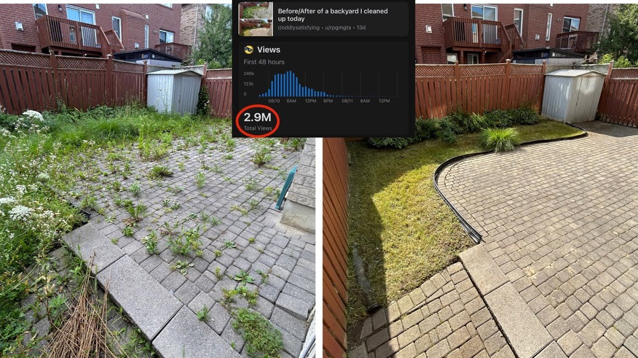 3 Million Views on Reddit!! OVERGROWN Interlock Patio Cleanup TIMELAPSE!