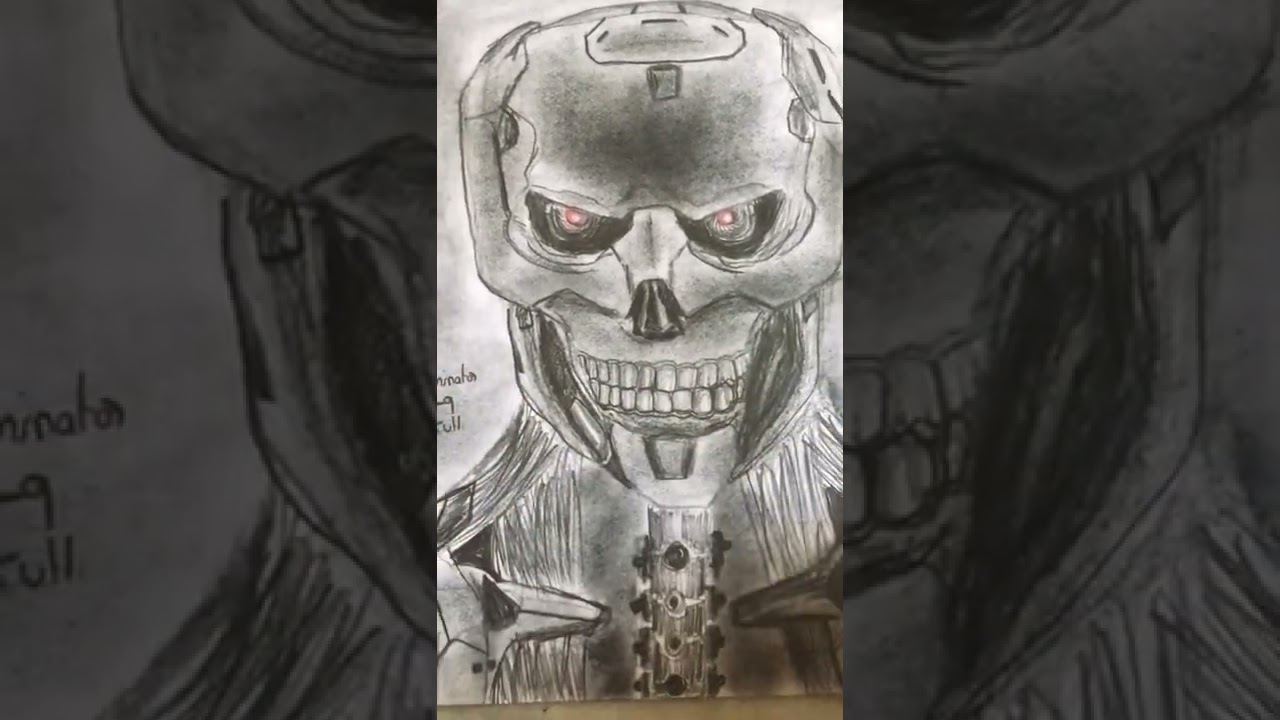 Drawing of terminator rev 9 skull drawing