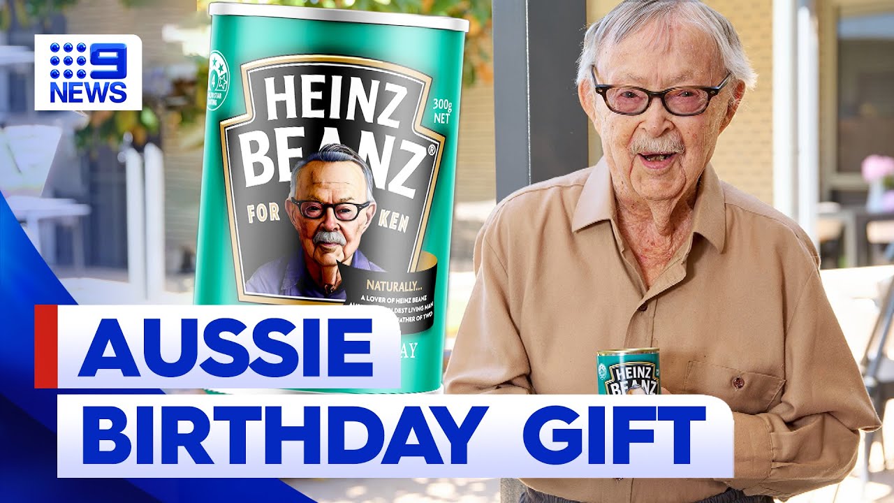 110-year-old gets custom Heinz Beans cans as birthday gift | 9 News Australia