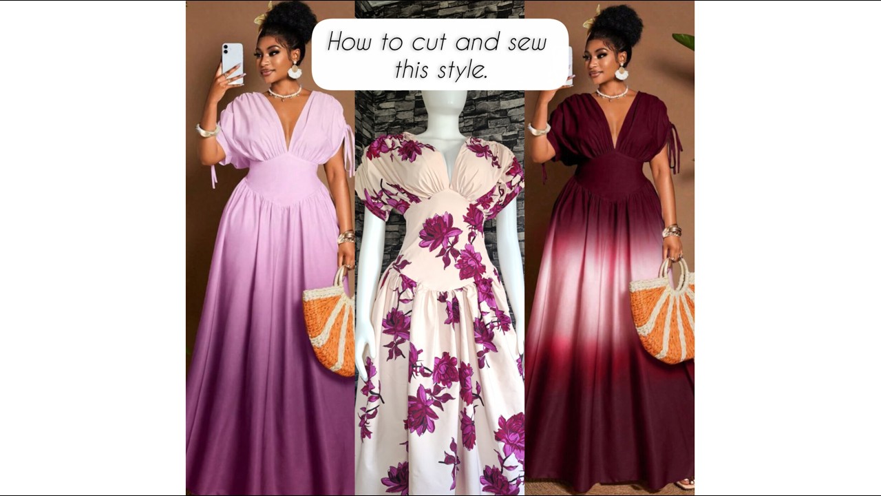 HOW TO DRAFT RUCHED SHOULDER WITH BASQUE WAIST GATHER MAXI GOWN.