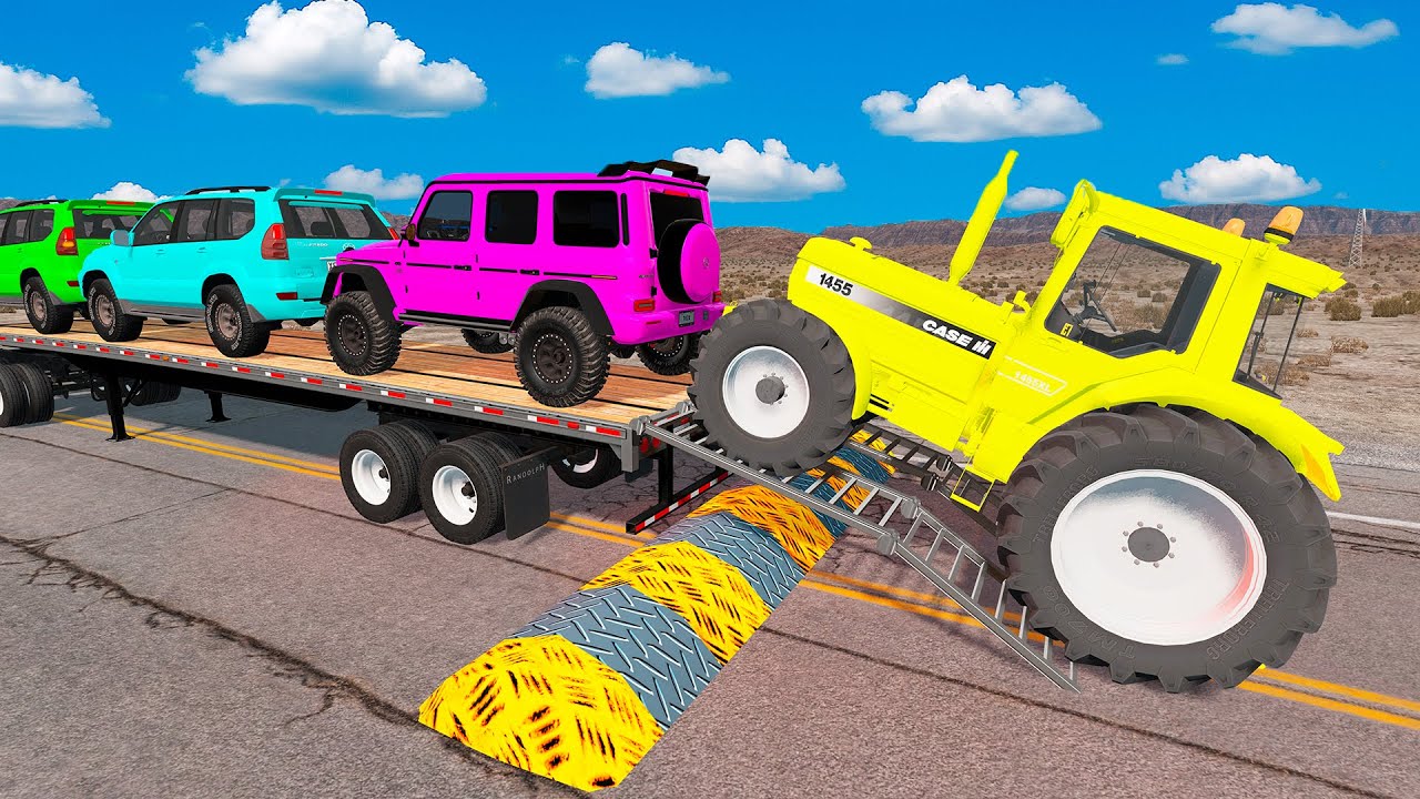 Flatbed Truck Mcqueen | Transportation with Truck - Pothole vs Car #1 - BeamNG.Drive