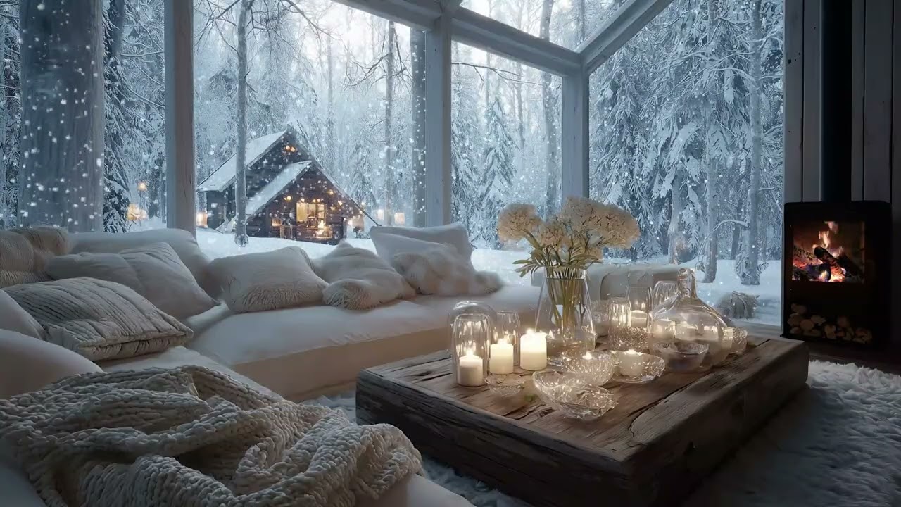 Cozy Quiet Piano Lounge with Fireplace Sounds & Soft Piano for Study, Meditation, Deep Sleep
