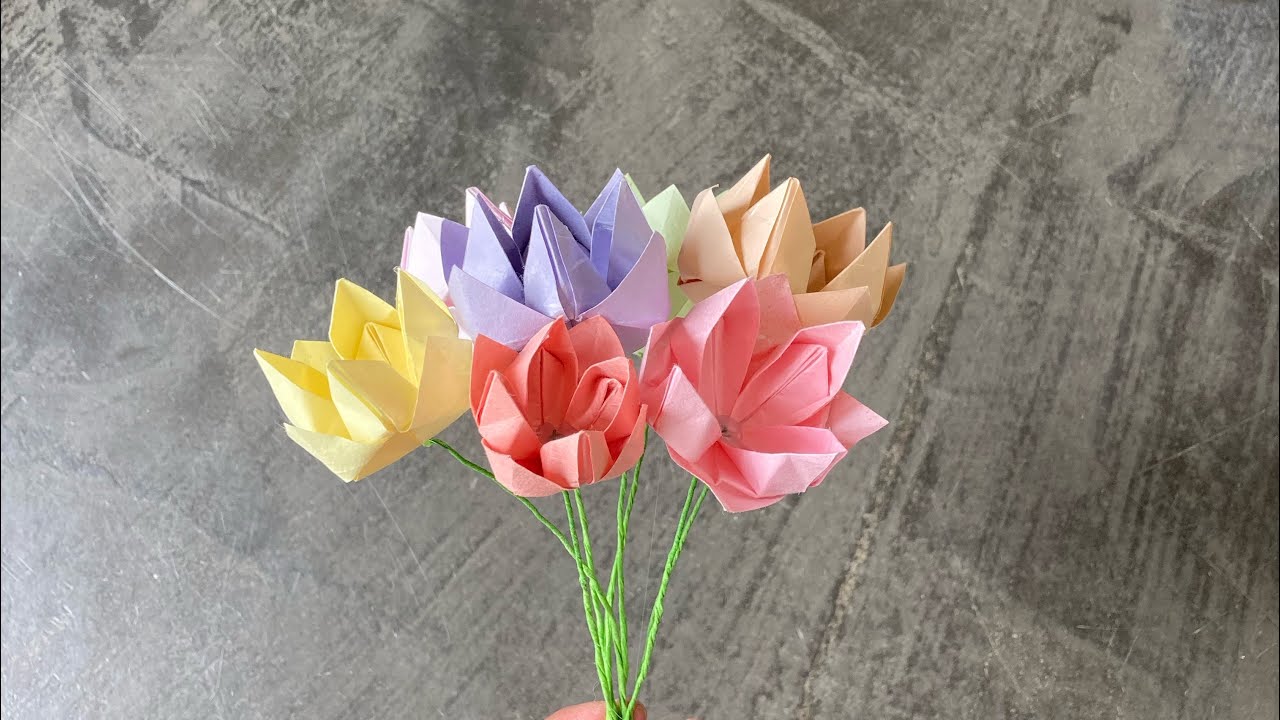 母の日のプレゼントに 折り紙 お花の折り方 origami how to make a flower