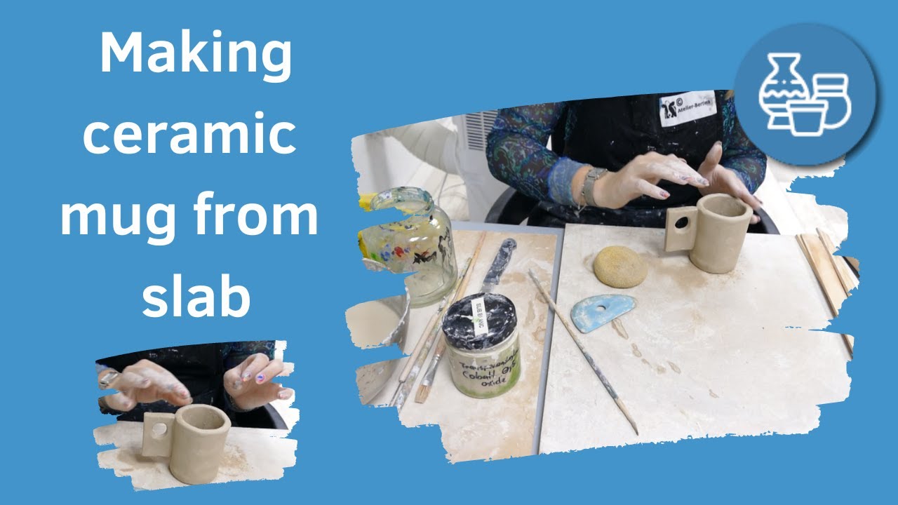 Live keramiek mok uit plak klei / making ceramic mug from slab: stagiair Jessy Kolk, Atelier-Bertina