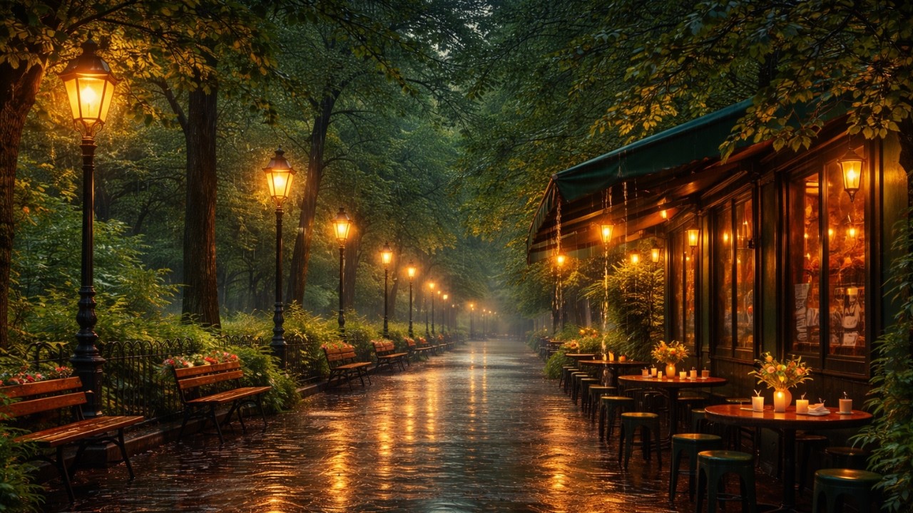 Midnight at the Park-Side Cafe: Relaxing Chillhop & Heavy Rain for Relaxing, Deep Focus & Study ☕