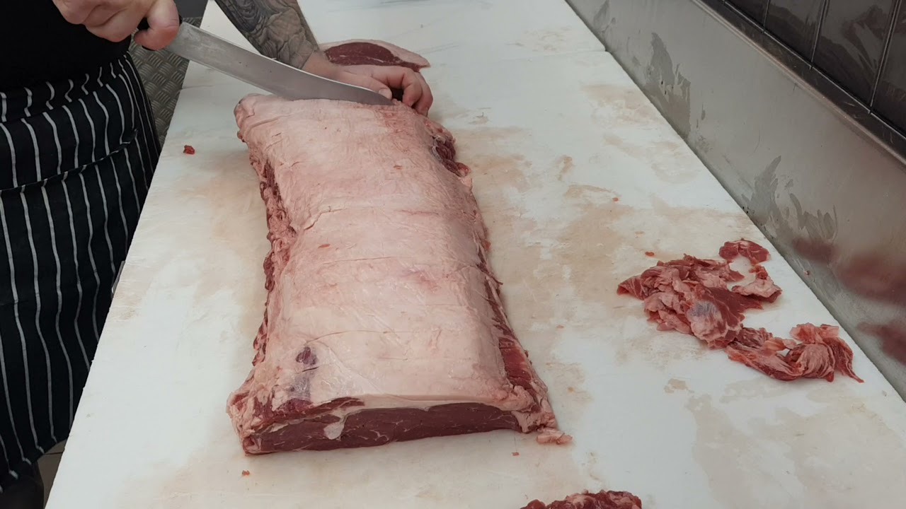 Slicing porterhouse steak
