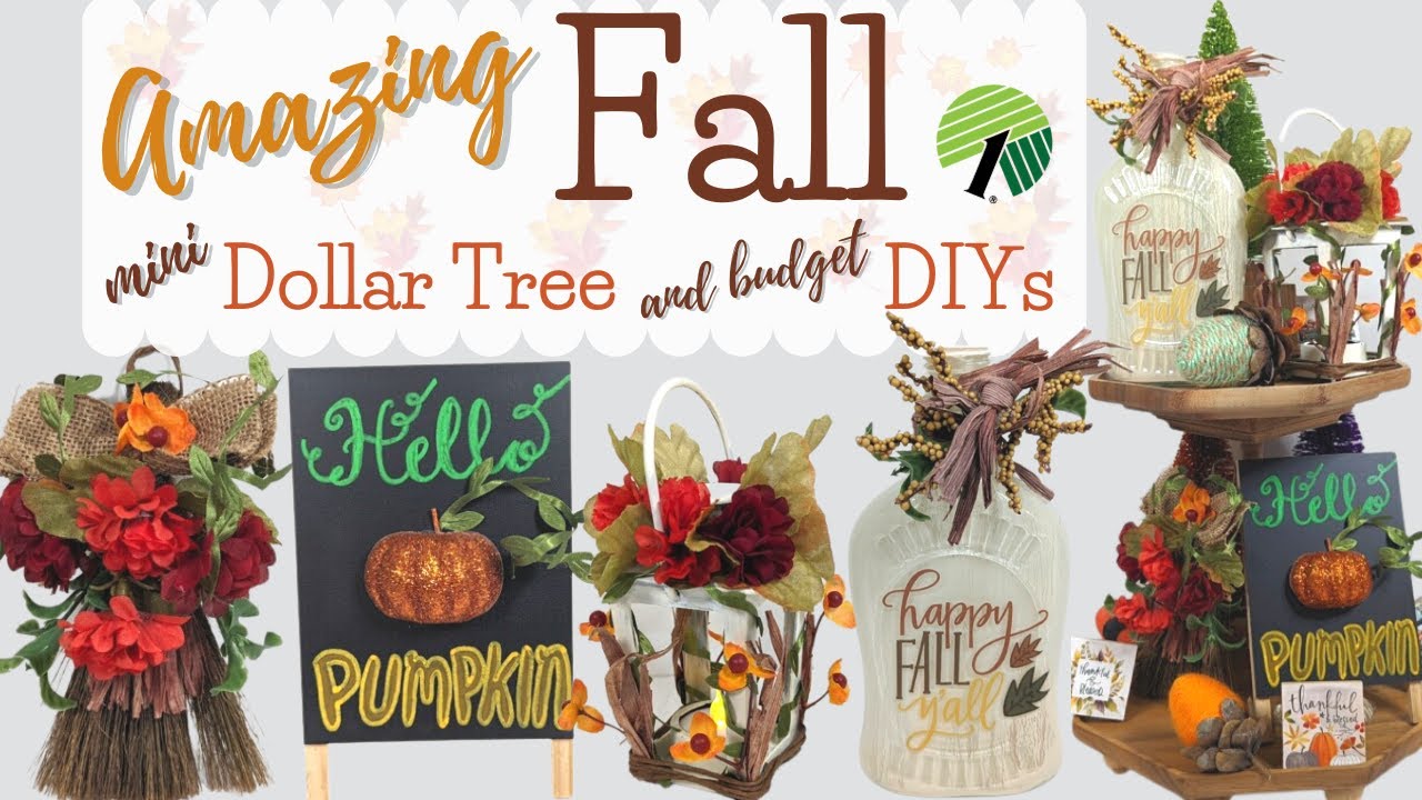 DOLLAR TREE AND BUDGET TIERED TRAY MINI FALL  DECOR DIYS | MINIS CHALLENGE