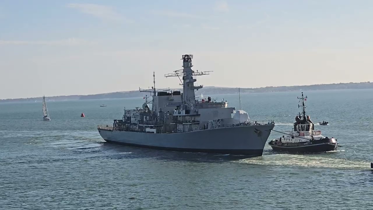 Ex HMS Argyll sailing into Portsmouth 