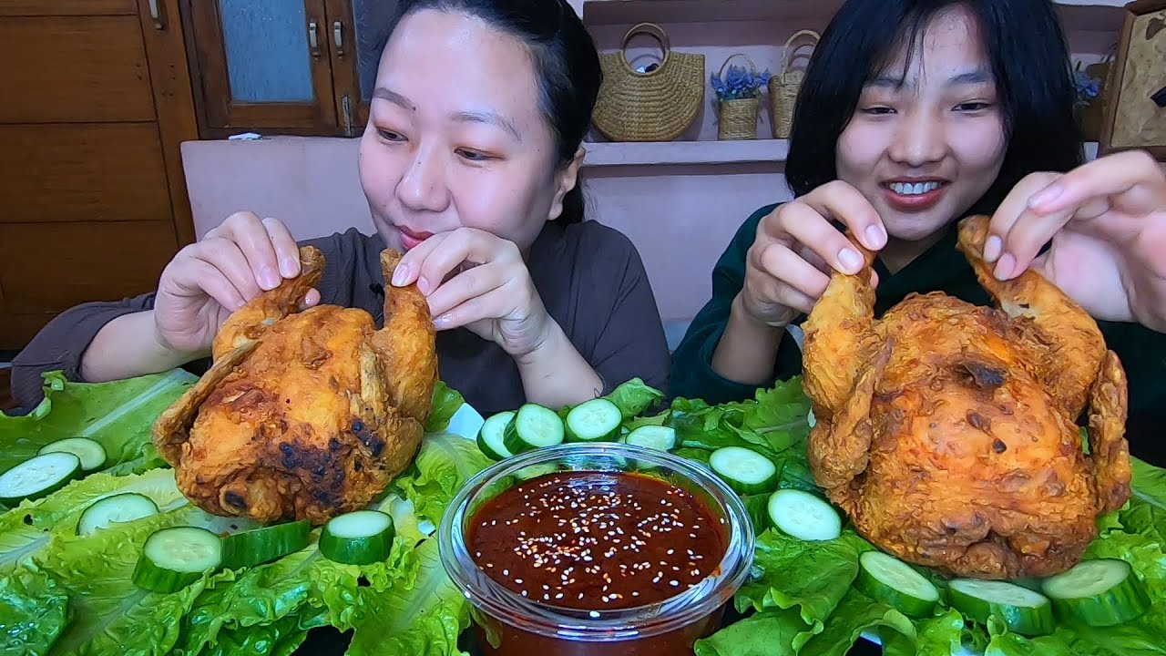 Whole Fried Chicken Eating Challenge With My Niece 😜 ||