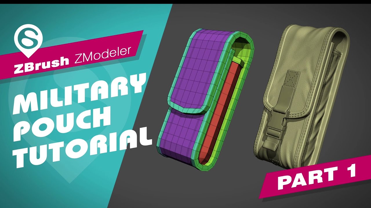 (Removed Music Version) Military Pouch Tutorial Part 1 - ZBrush ZModeler for Beginners