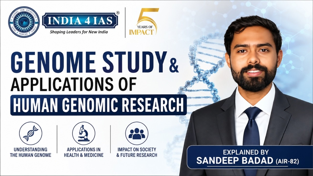 Genome Study & Applications of Human Genomic Research:Explained by Sandeep Badad (AIR-82) #india4ias