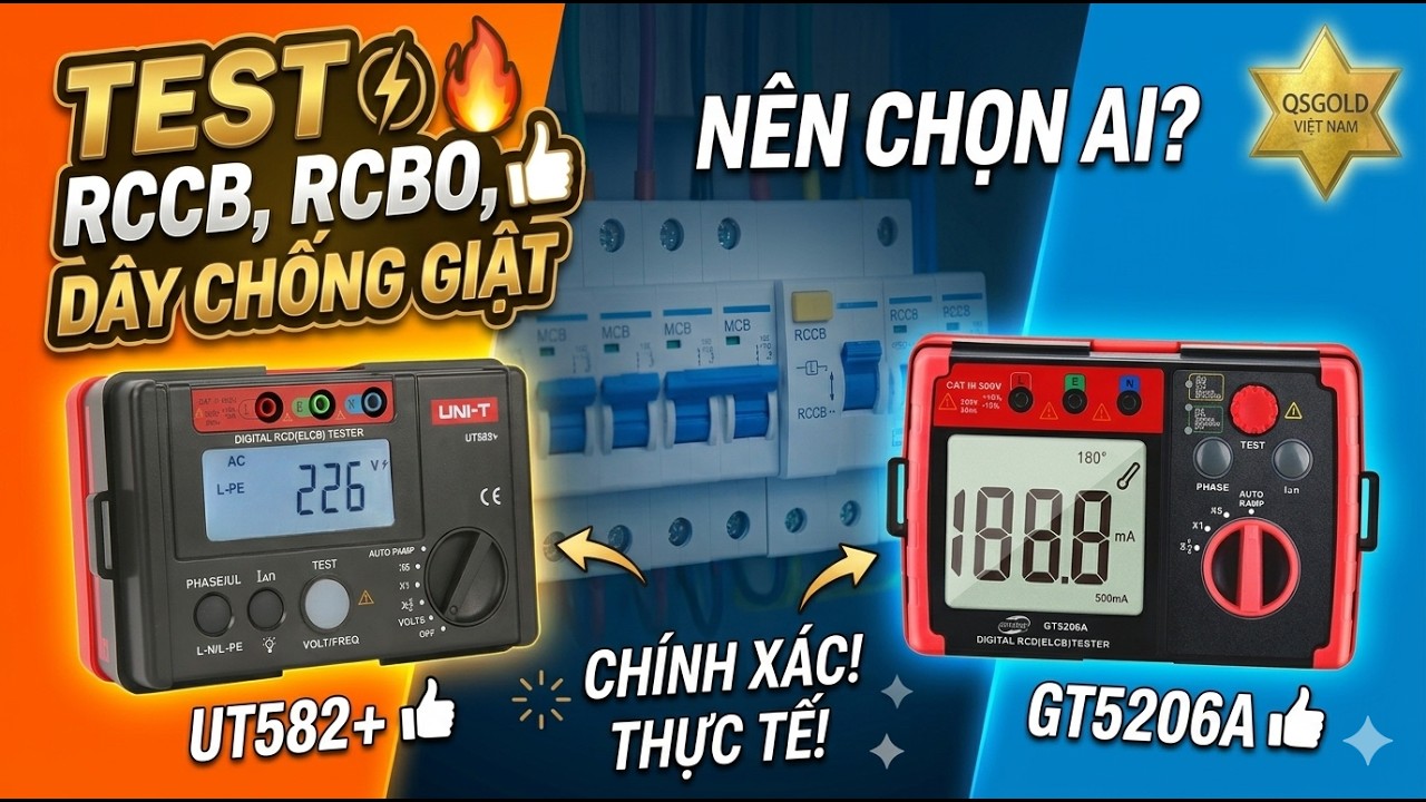 Test RCCB, RCBO, dây chống giật. Uni-T UT582+ hay Benetech GT5206A tốt?#test #comparison
